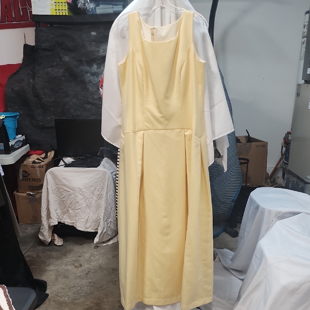 Yellow Long Sleeve Scoop Neck Sundress
